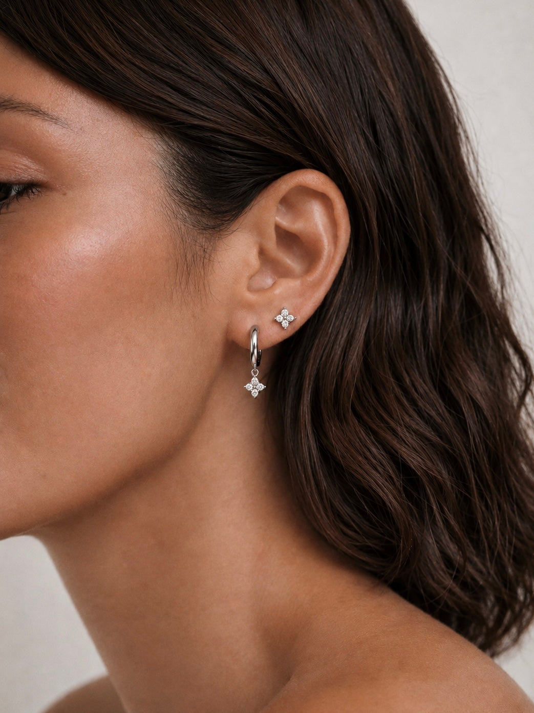 LUCKY CLOVER DIAMOND HOOPS